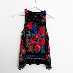 Zara Floral Trapeze Sleeveless Top